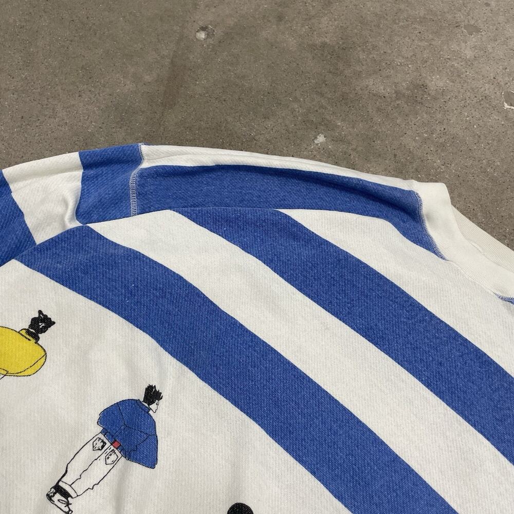 Vintage 80s Disney Mickey Mouse Boxy Striped Disney Crewneck Sweatshirt Large - Picture 3 of 5